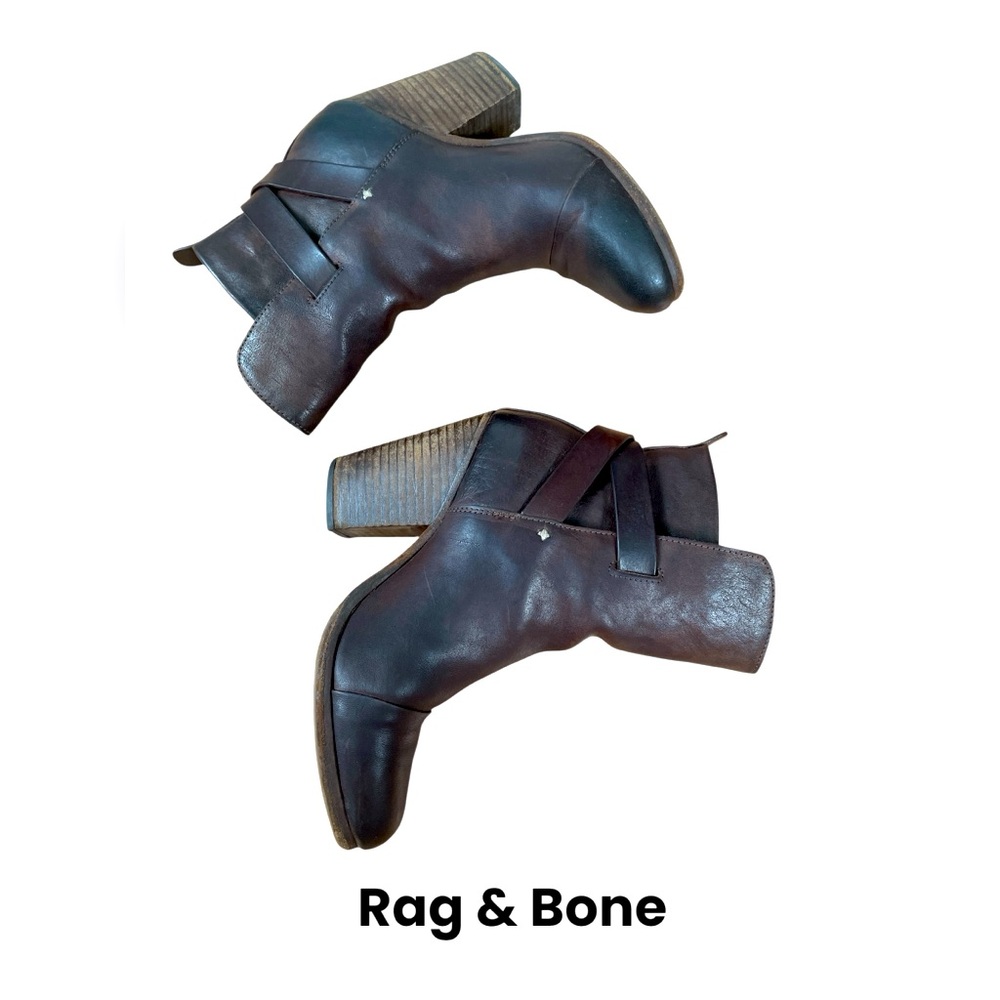 Rag & Bone‎ Kinsey Dark Brown Leather Strappy Ankle Moto Boots Booties 36/ US 6